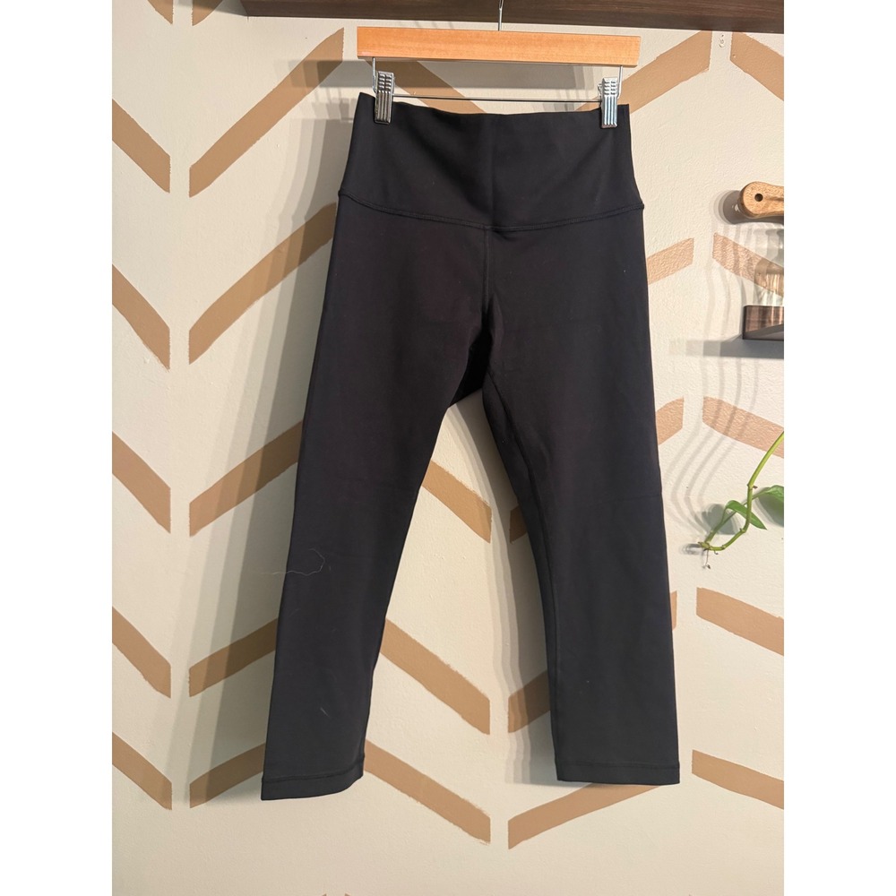 Lululemon Cropped Leggings Women Size 8 Black High Rise Activewear W6AG0S